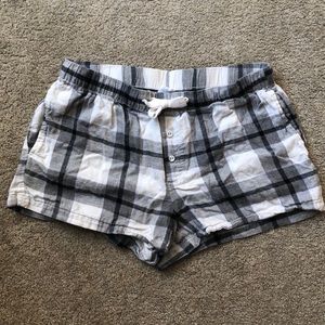 Black and gray plaid pajama shorts